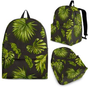 Dark Tropical Leaf Pattern Print Back To School Backpack BP257