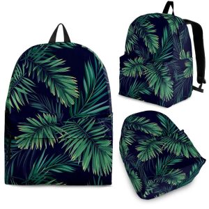 Dark Tropical Palm Leaf Pattern Print Back To School Backpack BP256