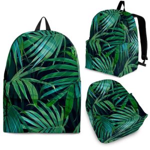 Dark Tropical Palm Leaves Pattern Print Back To School Backpack BP255