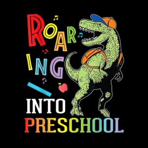 Dinosaur Student Roaring Into Preschool First Day Of School Drawstring Bag DSB128 1