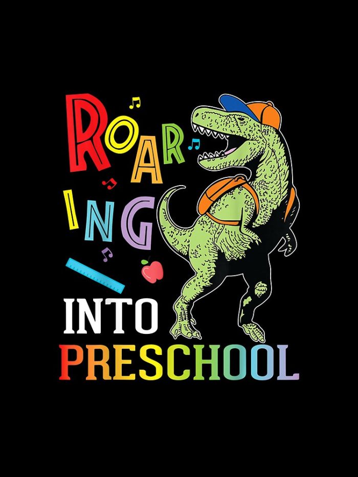Dinosaur Student Roaring Into Preschool First Day Of School Drawstring Bag DSB128 1