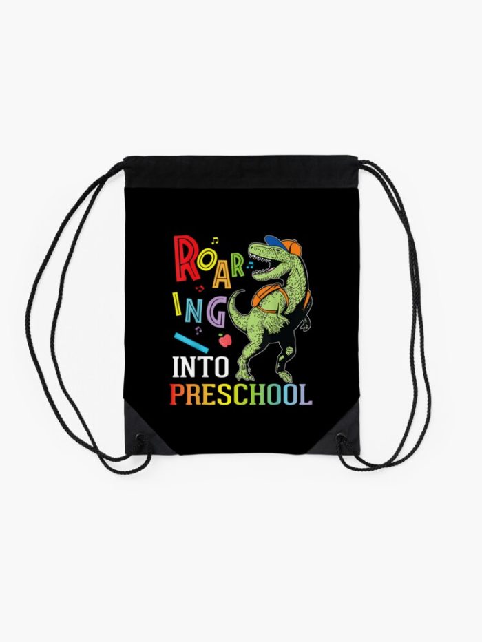 Dinosaur Student Roaring Into Preschool First Day Of School Drawstring Bag DSB128 2