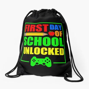 First Day Of School Unlocked Gift For Gamer And Video Game Lovers Great School 2020 Drawstring Bag DSB699