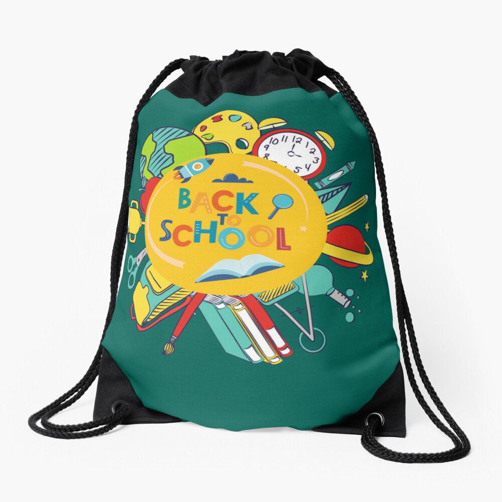 First Day Of School Vibes Teacher Student Funny Back To School Gift Idea Drawstring Bag DSB590