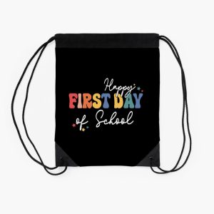 First Day Of School Vibes The First Day Of Back To School Vibes And Students Illustration Drawstring Bag DSB1028 2
