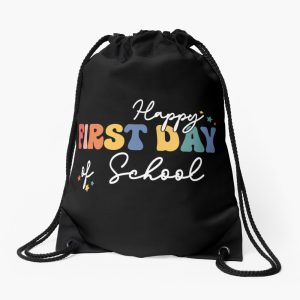First Day Of School Vibes The First Day Of Back To School Vibes And Students Illustration Drawstring Bag DSB1028