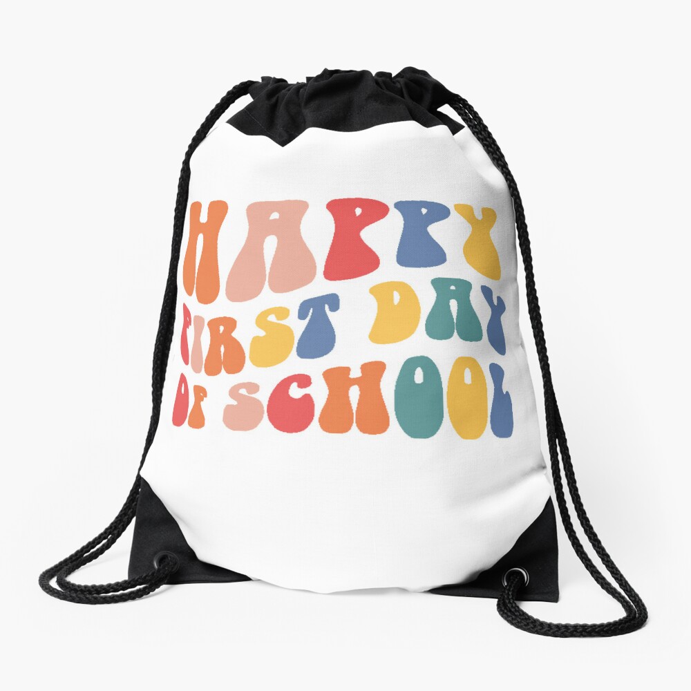 First Day Of School Vibes The First Day Of Back To School Vibes And Students Illustration Drawstring Bag DSB1035