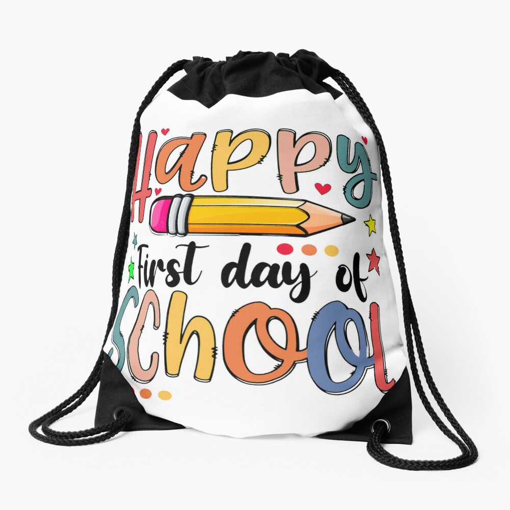First Day Of School Vibes The First Day Of Back To School Vibes And Students Illustration Drawstring Bag DSB1036