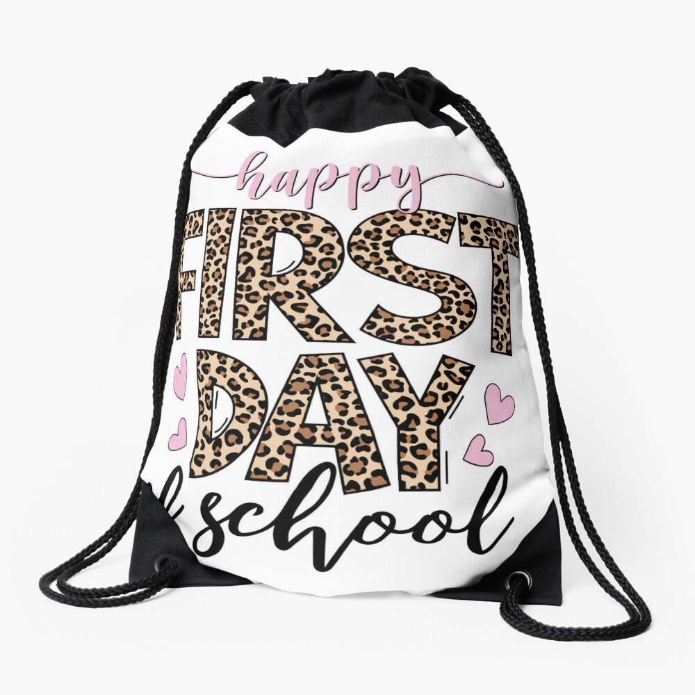 First Day Of School Vibes The First Day Of Back To School Vibes And Students Illustration Drawstring Bag DSB1051