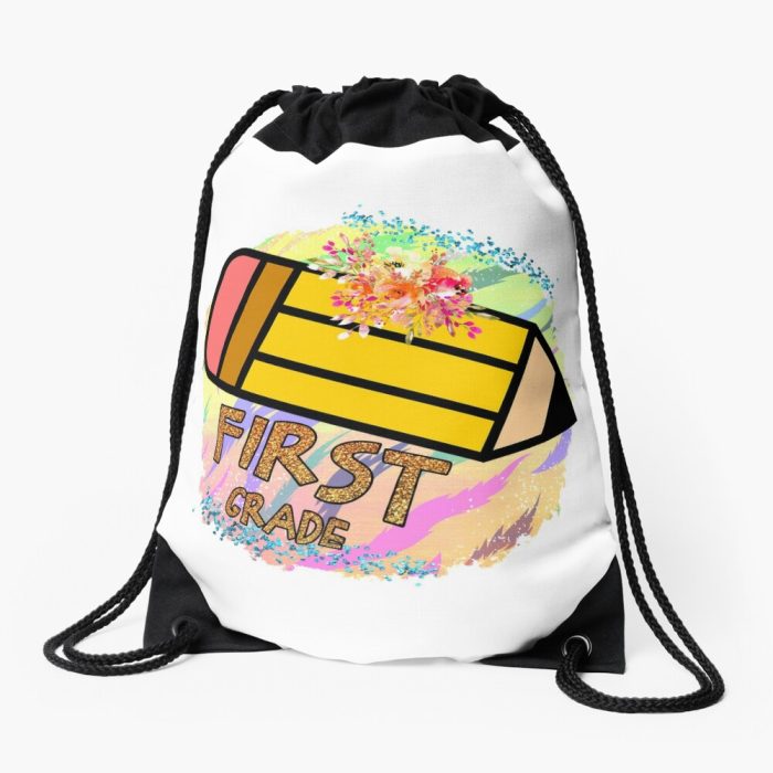 First Grade Happy First Day Of School Back To School Drawstring Bag DSB161