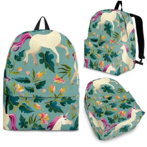 Floral Unicorn Pattern Print Back To School Backpack BP230