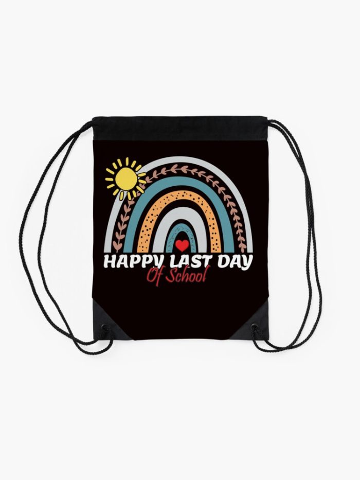 Funny And Cute Happy Last Day Of School For Teachers And Students Drawstring Bag DSB919 2