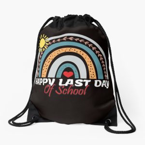 Funny And Cute Happy Last Day Of School For Teachers And Students Drawstring Bag DSB919