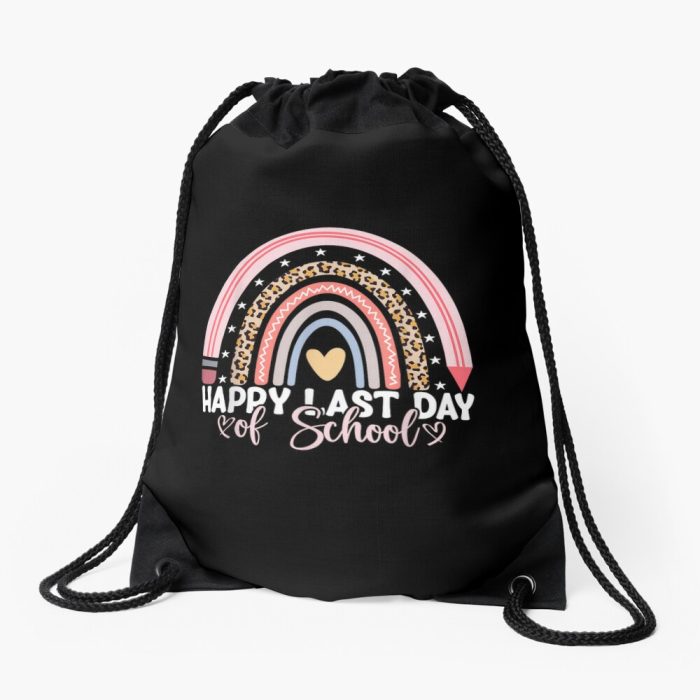 Funny Happy Last Day Of School Hello Summer Teacher Drawstring Bag DSB344