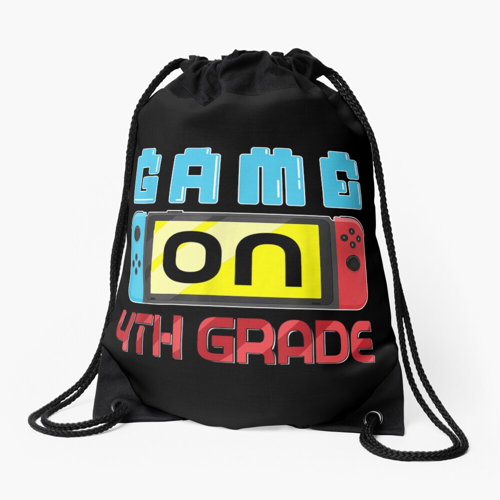 Game On 4Th Grade Gaming Gamer Back To School Student Kids Drawstring Bag DSB477