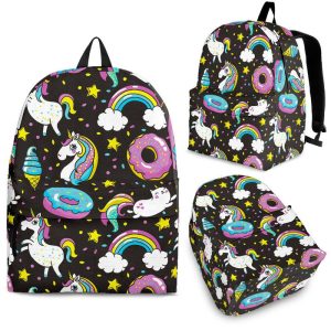 Girly Unicorn Donut Pattern Print Back To School Backpack BP225
