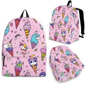 Girly Unicorn Ice Cream Pattern Print Back To School Backpack BP224