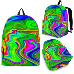 Green Abstract Liquid Trippy Print Back To School Backpack BP219