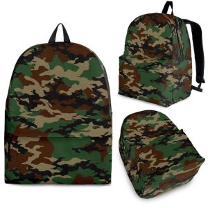 Green And Brown Camouflage Print Back To School Backpack BP378