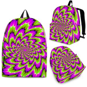 Green Explosion Moving Optical Illusion Back To School Backpack BP212