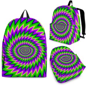 Green Spiral Moving Optical Illusion Back To School Backpack BP207