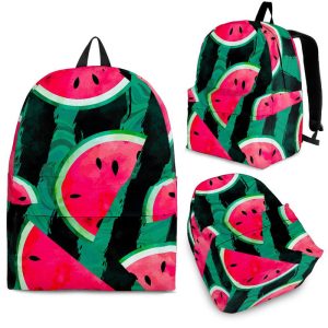 Green Striped Watermelon Pattern Print Back To School Backpack BP206