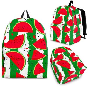 Green Stripes Watermelon Pattern Print Back To School Backpack BP205