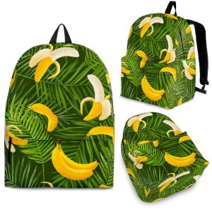 Green Tropical Banana Pattern Print Back To School Backpack BP204