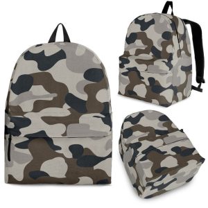 Grey And Brown Camouflage Print Back To School Backpack BP376