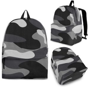 Grey And White Camouflage Print Back To School Backpack BP375