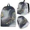 Grey Gold Liquid Marble Print Back To School Backpack BP747