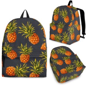 Grey Watercolor Pineapple Pattern Print Back To School Backpack BP744