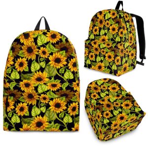 Hand Drawn Sunflower Pattern Print Back To School Backpack BP743