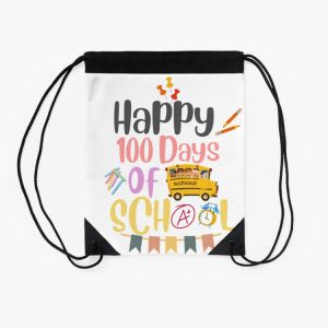 Happy 100Th Day Of School 100 Days Of School Teacher Student Drawstring Bag DSB1230 2