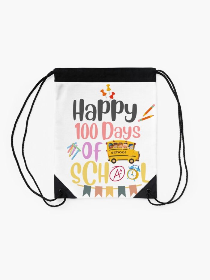 Happy 100Th Day Of School 100 Days Of School Teacher Student Drawstring Bag DSB1230 2