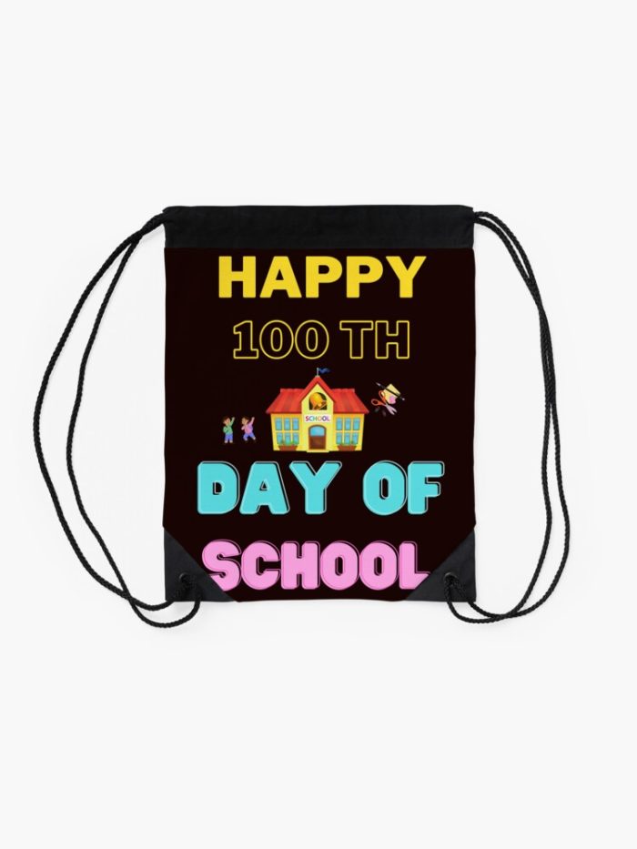 Happy 100Th Day Of School 100 Days Of School Teacher Student Drawstring Bag DSB1394 2