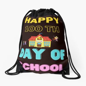 Happy 100Th Day Of School 100 Days Of School Teacher Student Drawstring Bag DSB1394