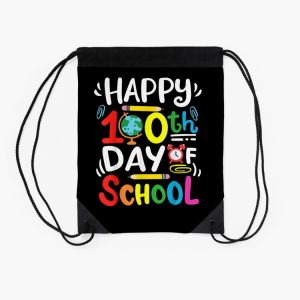 Happy 100Th Day Of School 100 Days Of School Teacher Student Drawstring Bag DSB1452 2