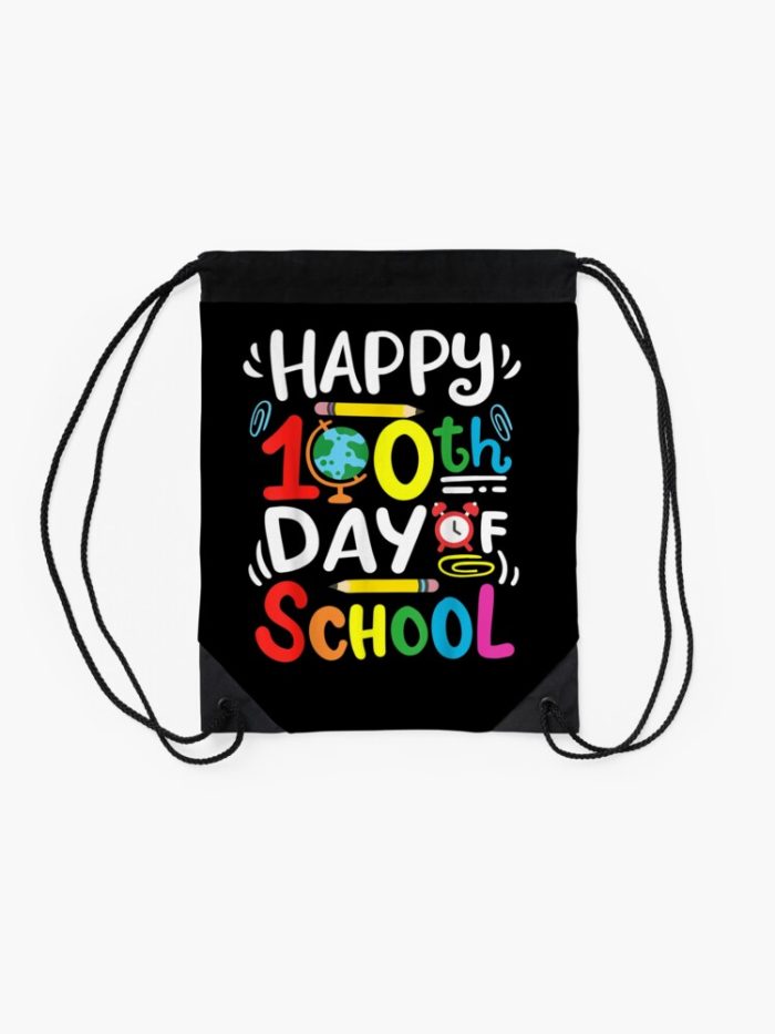 Happy 100Th Day Of School 100 Days Of School Teacher Student Drawstring Bag DSB1452 2