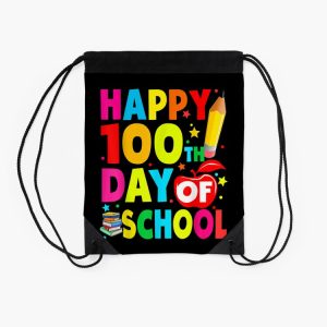 Happy 100Th Day Of School 100 Days Teacher Kids Boys Drawstring Bag DSB1456 2