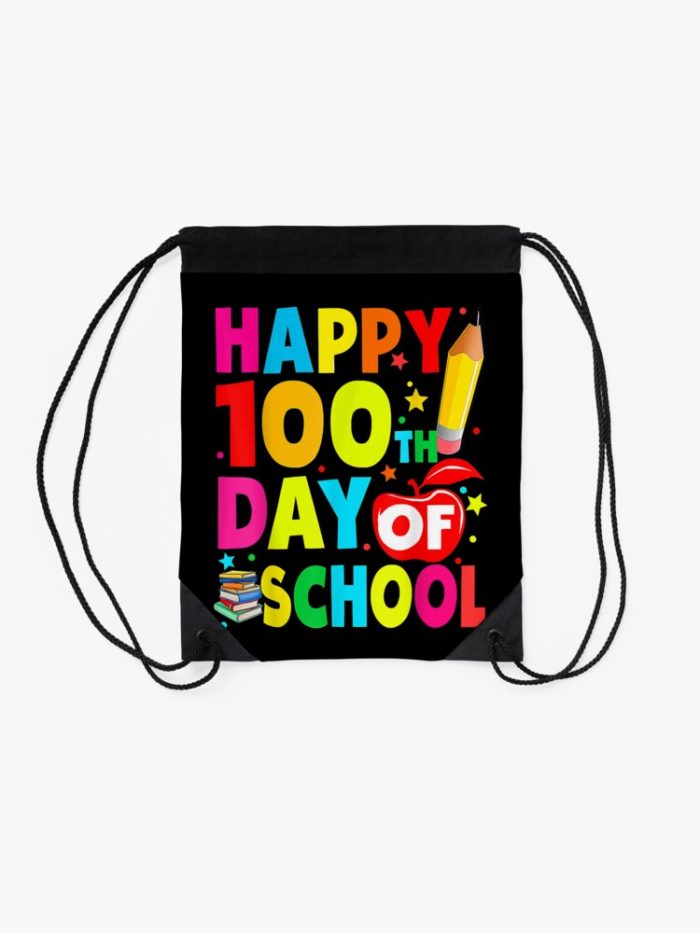 Happy 100Th Day Of School 100 Days Teacher Kids Boys Drawstring Bag DSB1456 2