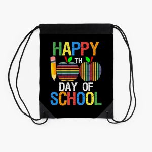 Happy 100Th Day Of School 2023 Vintage Design For Teachers And Students Funny School Retro Drawstring Bag DSB302 2
