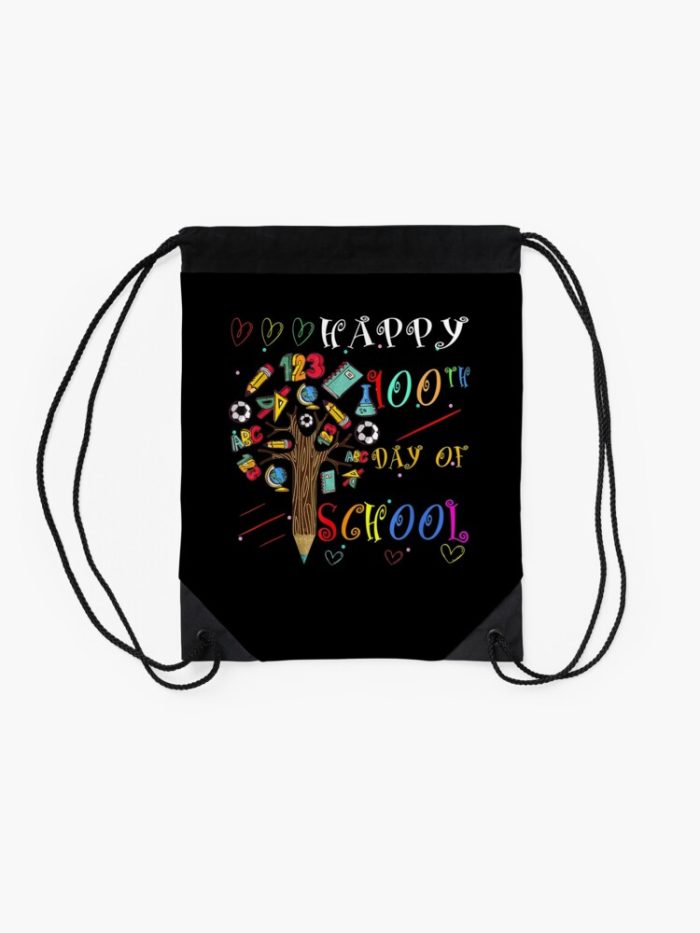 Happy 100Th Day Of School Book Tree Kids Student Gifts Drawstring Bag DSB1420 2