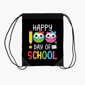Happy 100Th Day Of School Kindergarten Owl Girls Gifts Drawstring Bag DSB1419 2