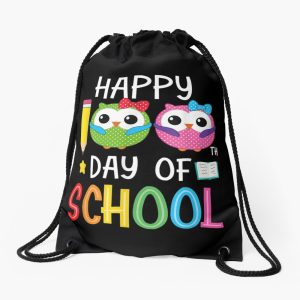 Happy 100Th Day Of School Kindergarten Owl Girls Gifts Drawstring Bag DSB1419