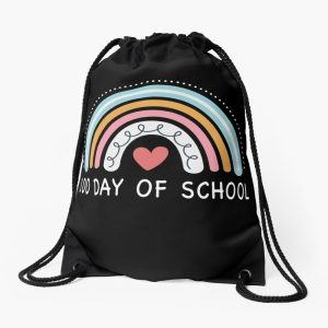 Happy 100Th Day Of School Teacher Kids 100 Days Rainbow Drawstring Bag DSB1331