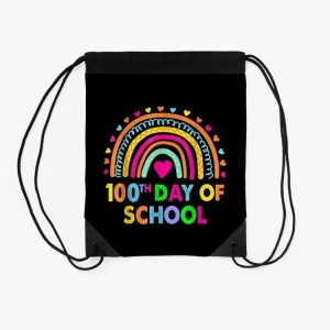 Happy 100Th Day Of School Teacher Rainbow 100 Days Smarter Drawstring Bag DSB1440 2