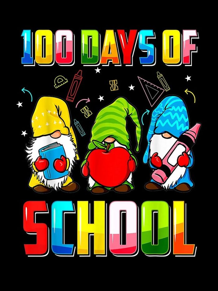 Happy 100Th Day Of School Three Gnomes Virtual Teachers Kids Drawstring Bag DSB1422 1