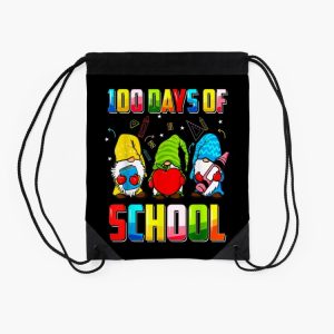 Happy 100Th Day Of School Three Gnomes Virtual Teachers Kids Drawstring Bag DSB1422 2