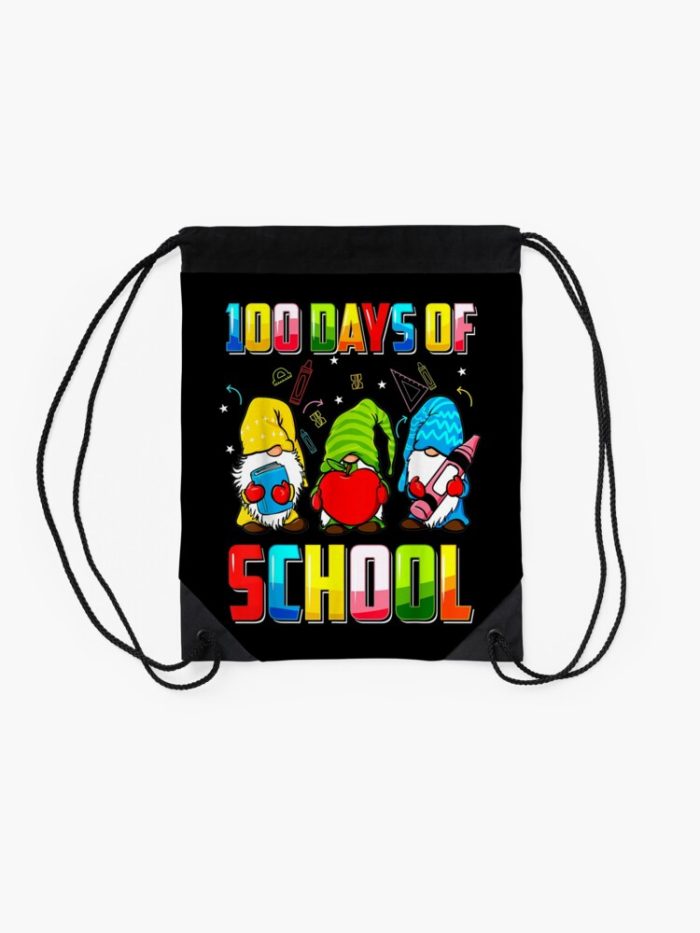 Happy 100Th Day Of School Three Gnomes Virtual Teachers Kids Drawstring Bag DSB1422 2